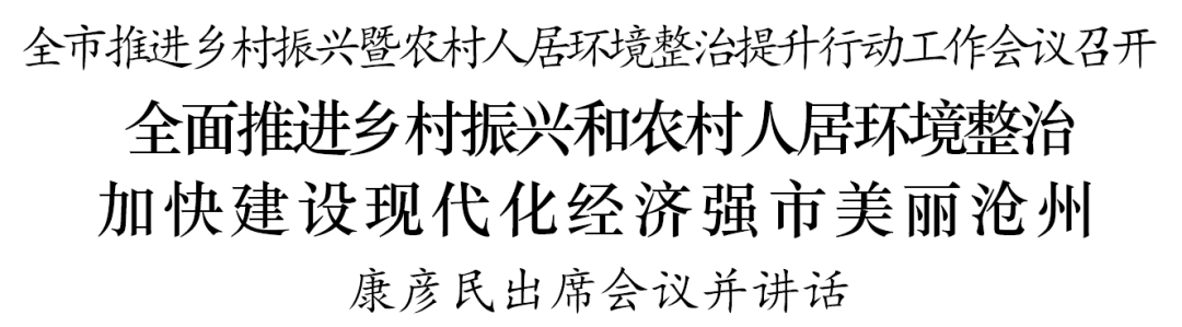 沧州市推进乡村振兴暨农村人居环境整治提升行动工作会议召开