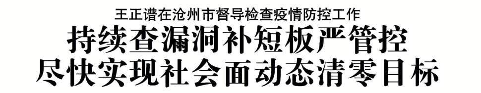 王正谱：持续查漏洞补短板严管控 尽快实现社会面动态清零目标