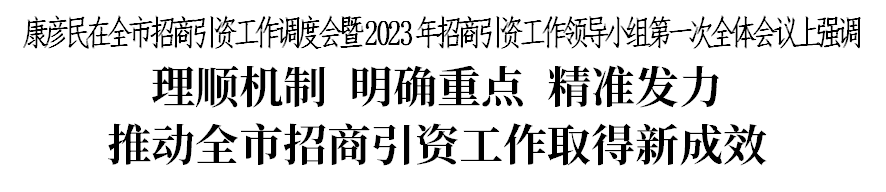 我市召开全市招商引资工作调度会暨2023年招商引资工作领导小组第一次全体会议